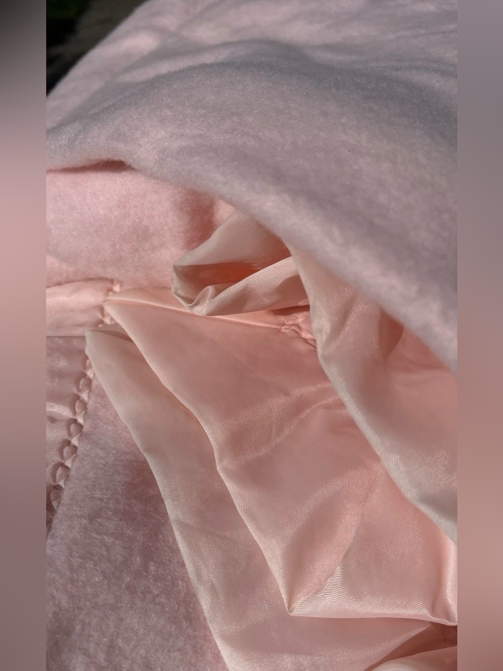 Soft Pink Satin-Lined kids wool blanket- vintage